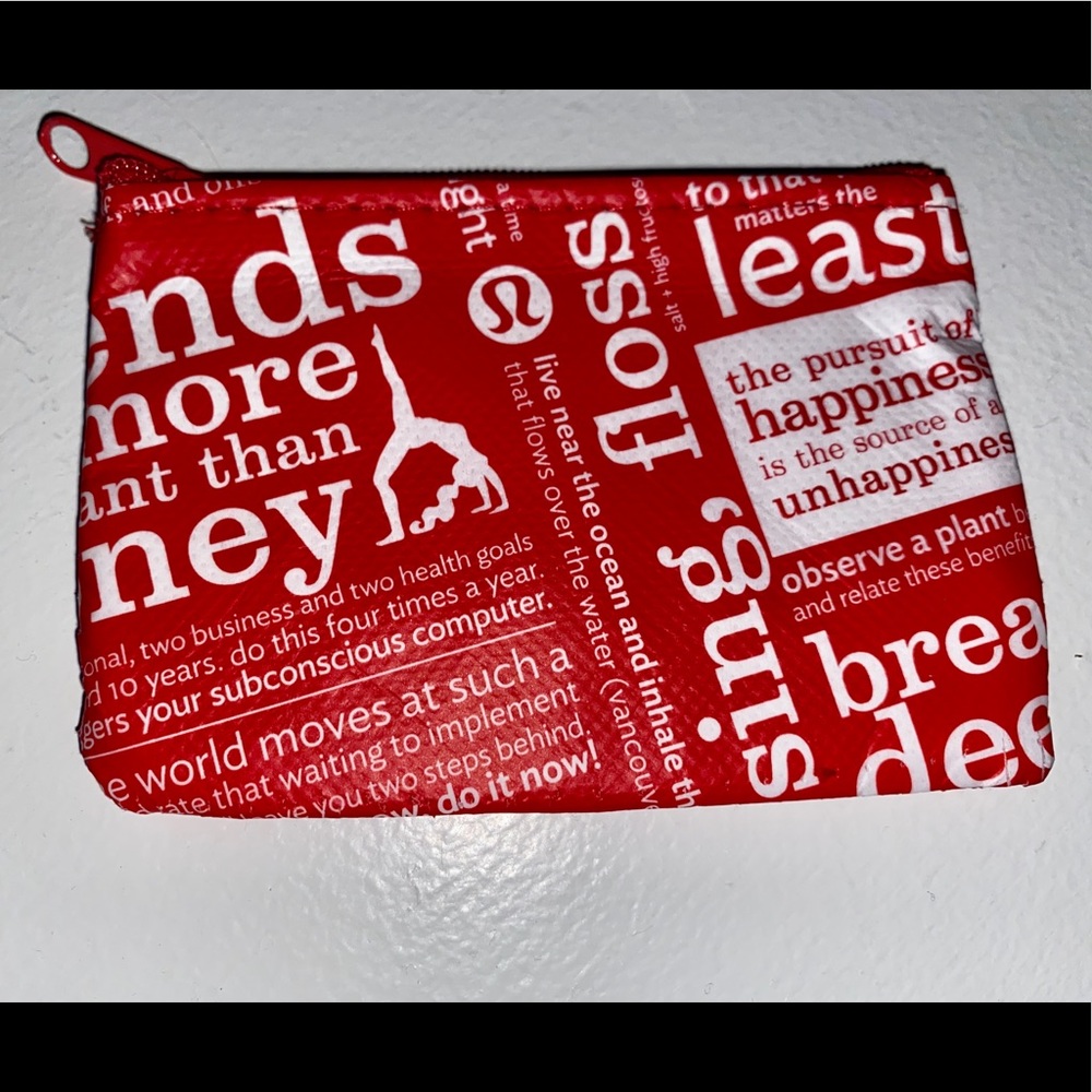 Lululemon Card Holder with Zipper Red and White